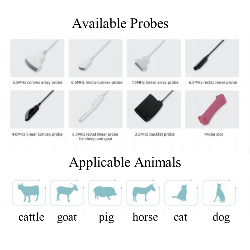 2 pontas de prova conectam o varredor veterinário completo CBV-RS-N50 ​​do ultrassom de 15 polegadas Digitas