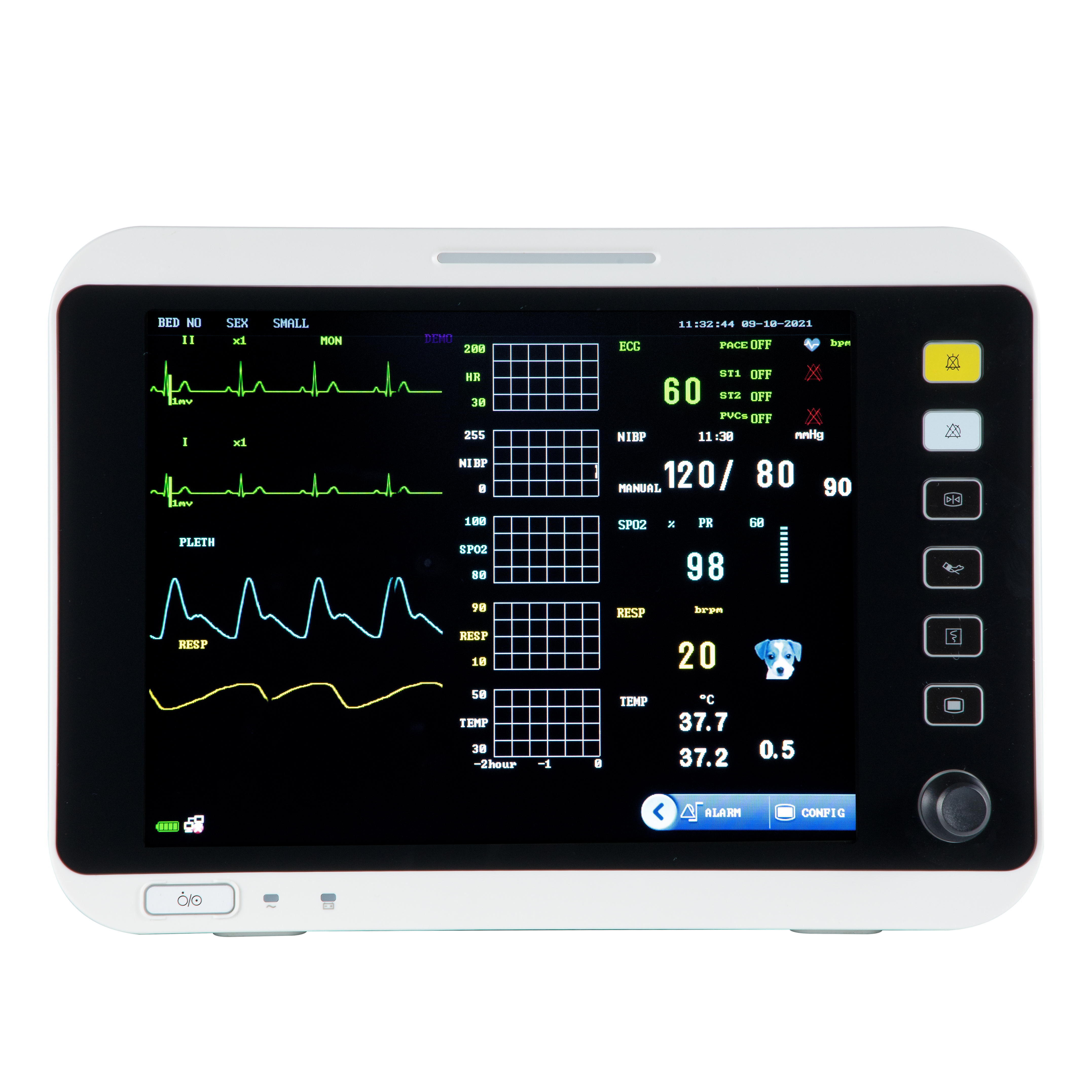 Monitor multiparâmetro veterinário portátil VM12B de 12,1 polegadas