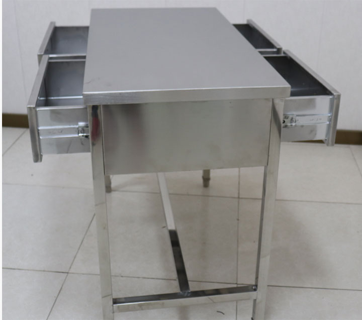 Mesa móvel de exame veterinário de aço inoxidável com gavetas PLST-03