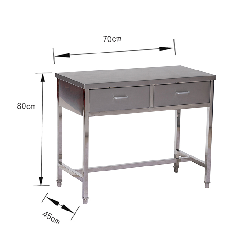 Mesa móvel de exame veterinário de aço inoxidável com gavetas PLST-03